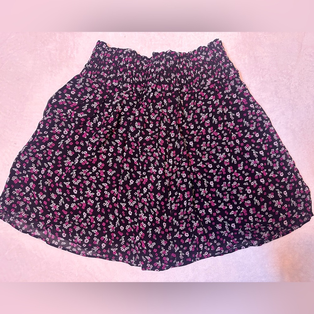 The Kooples NWT Black Floral Mini Skater Skirt Parisian Style